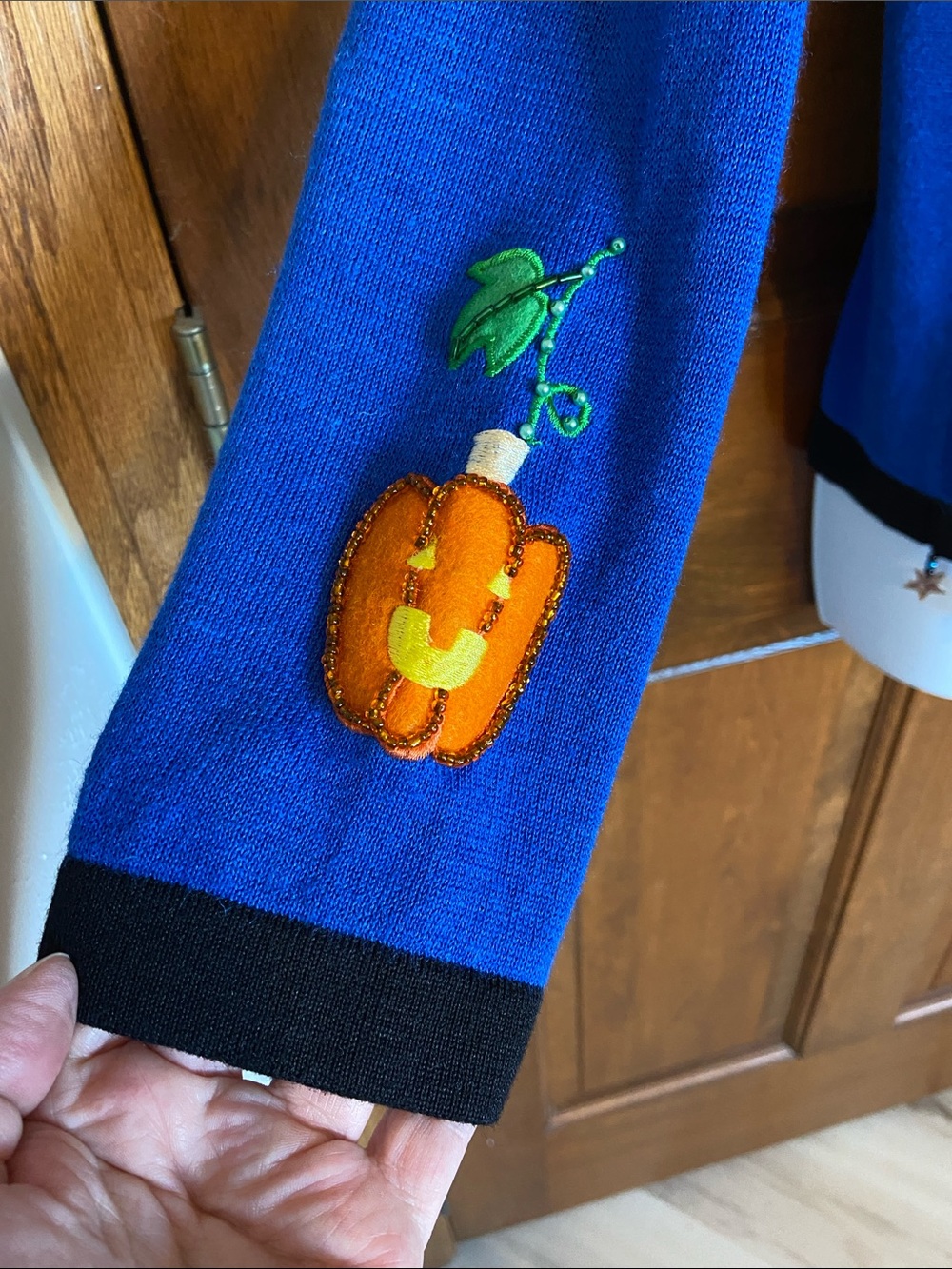 Jack B Quick Halloween Cardigan features Charms Beads patches Size Small - Picture 4 of 15